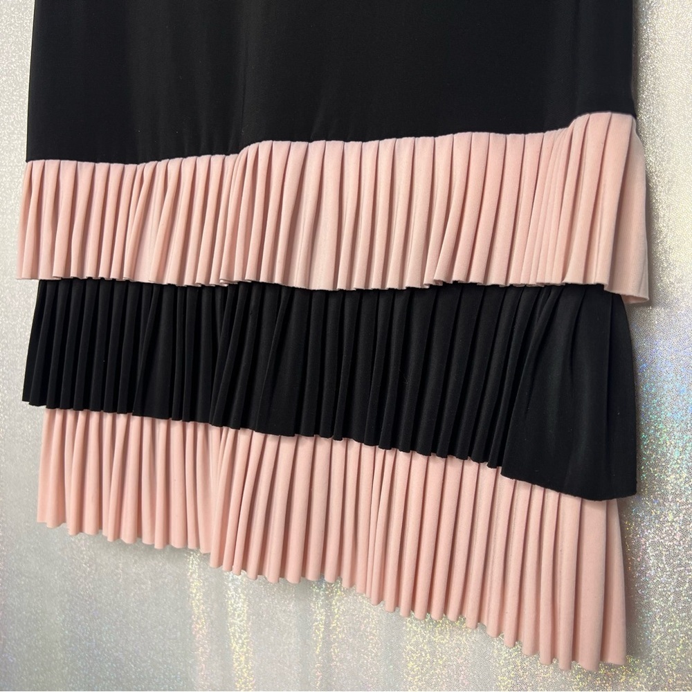 Frank Lyman dress pink black formal classy elegant pink and black ruffle bottom - Picture 3 of 9